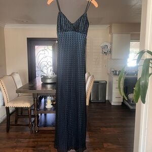 Cache Elegant Black and Blue Maxi Dress
